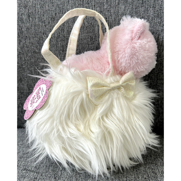 Aurora Fancy Pals Carrier Fluffy White Pink Cat 7" Stuffed Animal - Picture 2 of 6